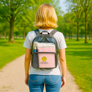Round Yellow Business Branding on Clear Backpack