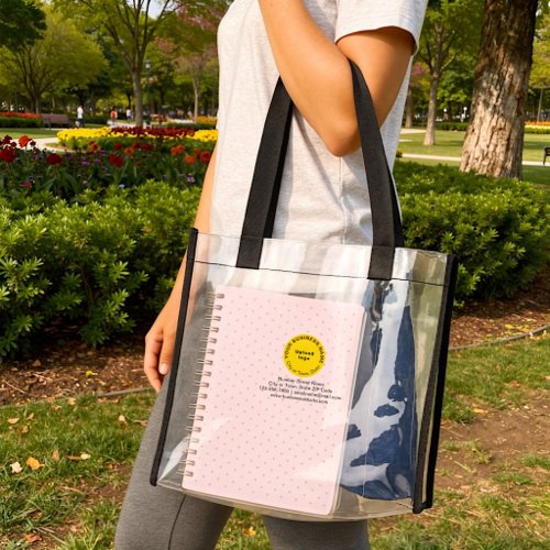 Round Yellow Business Branding on Clear Tote Bag