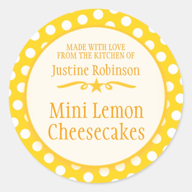 Round yellow cookie exchange baking gift stickers (Front)