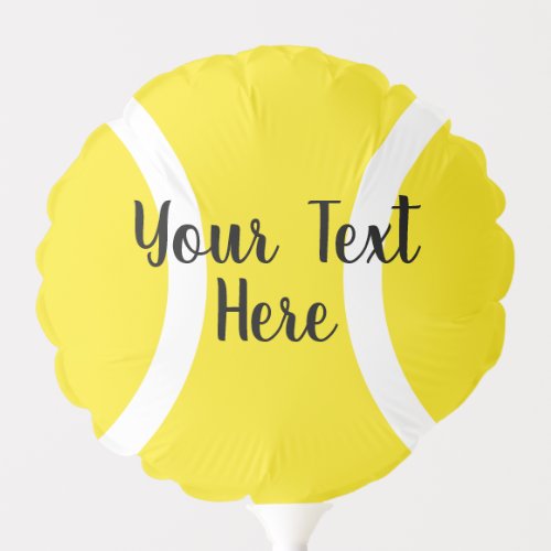 Round yellow tennis ball balloon with custom text