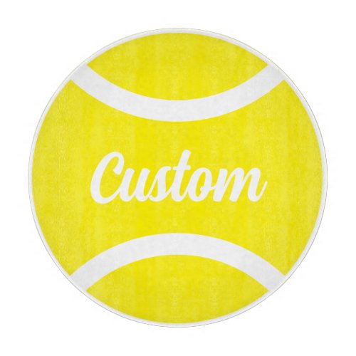 Round yellow tennis ball custom cutting board gift