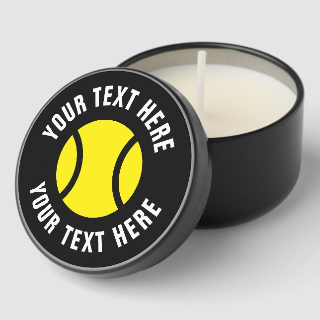 Round yellow tennis ball custom mini candle favors (Corner)