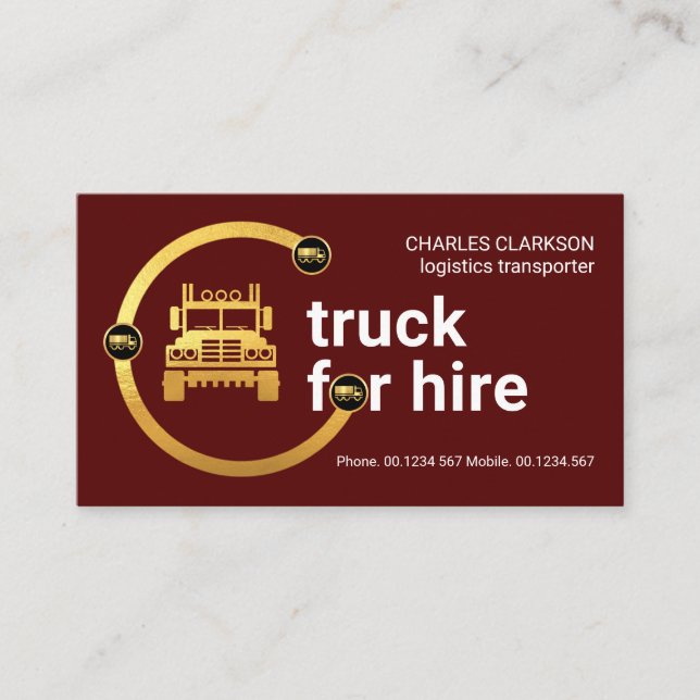 Roundabout Intersection Truck Transport Route Business Card (Front)