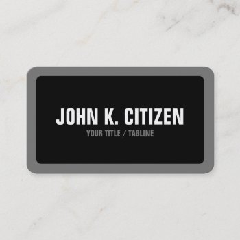 Rounded Black Gray & White Bold Text Wide Border Business Card by inkbrook at Zazzle