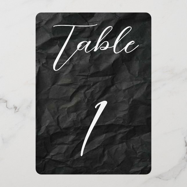 Rounded Black/Rose Gold Foil Table No. 1 Invitation (Front)