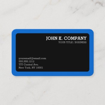 Rounded Blue Border Black Minimal Professional Business Card by inkbrook at Zazzle