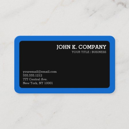 Rounded Blue Border Black Minimal Professional Business Card