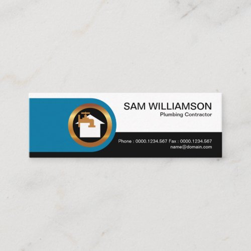 Rounded Blue Tab Column Plumbing Mini Business Card