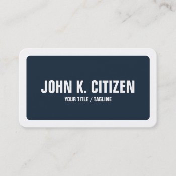 Rounded Blue & White Bold Text Wide Border Business Card by inkbrook at Zazzle