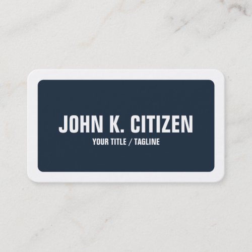 Rounded Blue  White Bold Text Wide Border Business Card