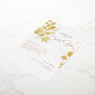  Rounded Botanical Bridal Shower Gold Foil Invitation