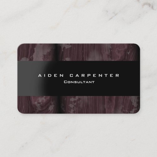 Rounded Brown Wood Black Modern Style Minimalist Business Card