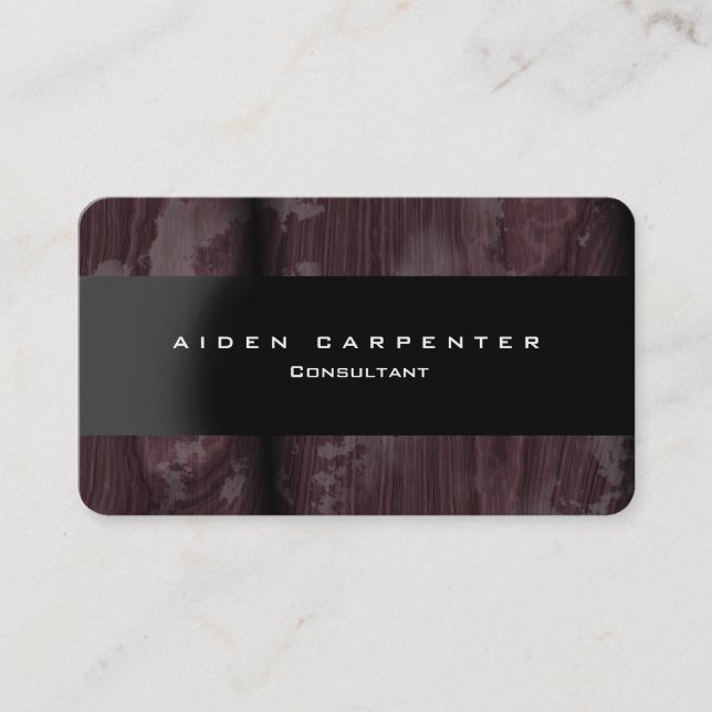 Rounded Brown Wood Black Modern Style Minimalist Business Card (Front)