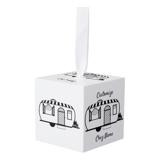 Rounded Caravan Trailer Thunder_Cove Cube Ornament (Front Angled)
