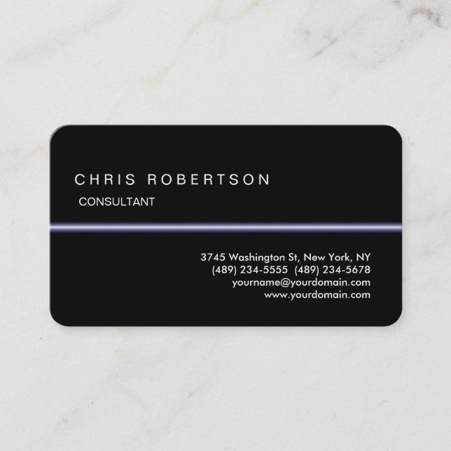 Rounded Corner Black Charming Light Business Card (Front)