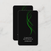 Rounded Corner Black Green Curves Elegant Modern Business Card (Front/Back)