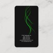 Rounded Corner Black Green Curves Elegant Modern Business Card (Back)