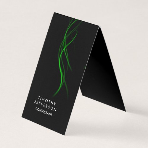 Rounded Corner Black Green Curves Elegant Modern Business Card