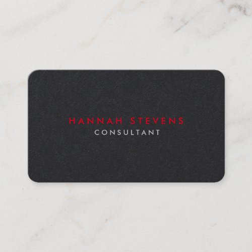 Rounded Corner Black Grey Red Professional Modern Business Card
