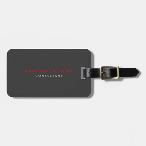 Rounded Corner Black Grey Red Professional Modern Luggage Tag