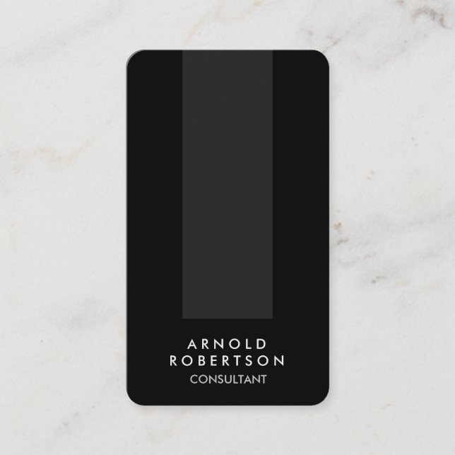 Rounded Corner Black Grey Vertical Business Card (Front)