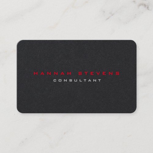 Rounded Corner Black Red Professional Minimalist Business Card