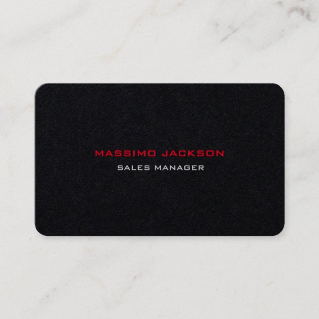 Rounded Corner Black Red Professional Minimalist Business Card (Front)