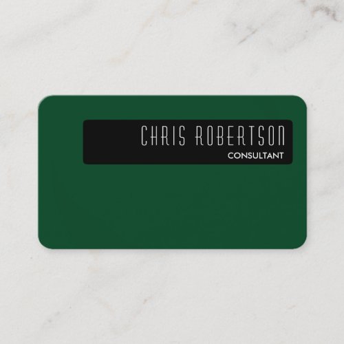 Rounded Corner Black Up Forest Green Business Card