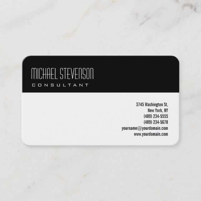 Rounded Corner Black White Business Card (Front)