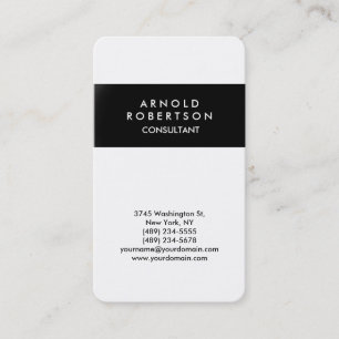 Rounded Corner Black White Elegant Business Card