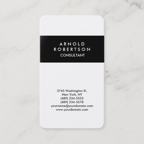 Rounded Corner Black White Elegant Business Card