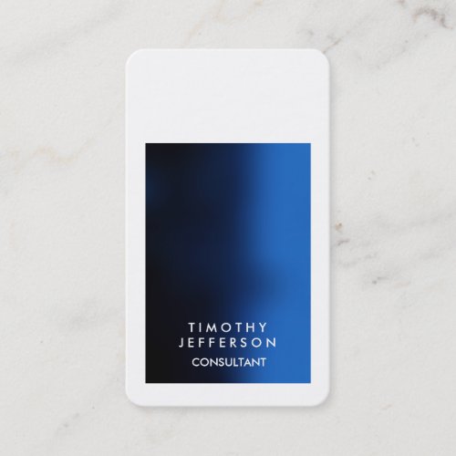 Rounded Corner Blue White Elegant Modern Business Card