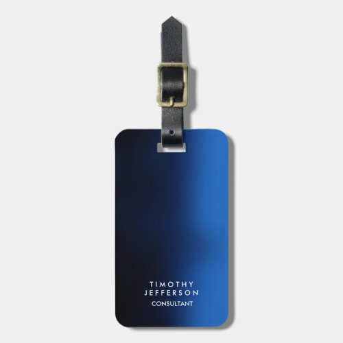 Rounded Corner Blue White Elegant Modern Luggage Tag