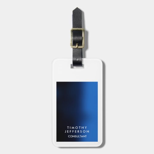 Rounded Corner Blue White Elegant Modern Luggage Tag