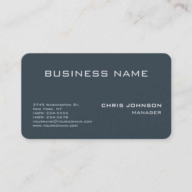 Rounded Corner Charcoal Gray Business Card (Front)