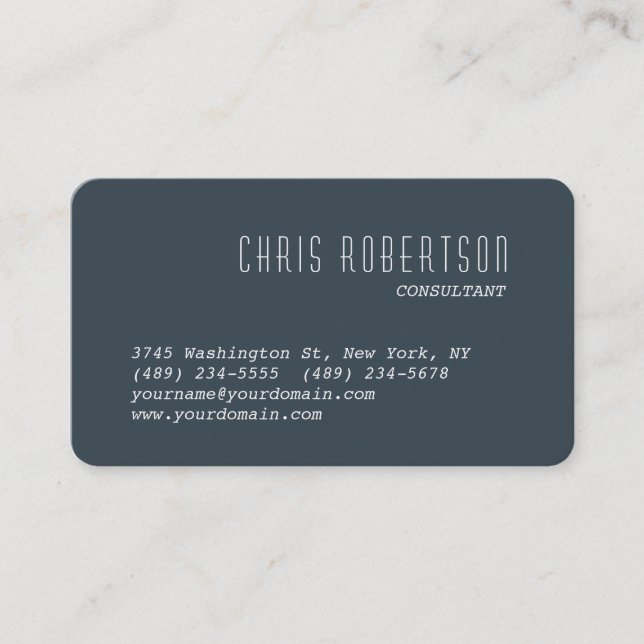 Rounded Corner Charcoal Gray Business Card (Front)