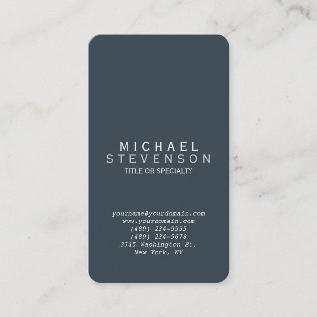 Rounded Corner Charcoal Gray Plain Business Card (Front)