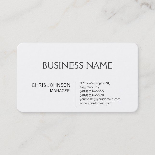 Rounded Corner Contemporary Manager Business Card (Front)