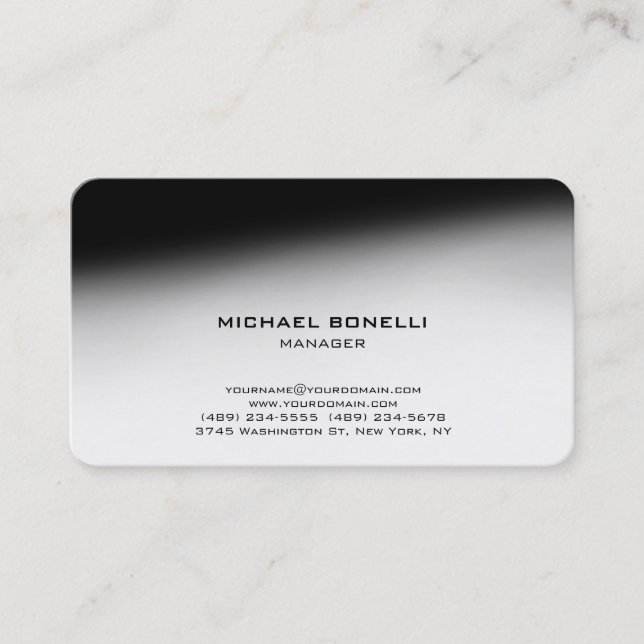 Rounded corner gray black stylish business card (Front)