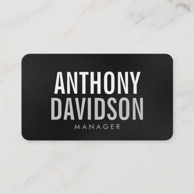 Rounded Corner Gray Bold Text Business Card (Front)