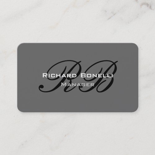 Rounded Corner Gray Monogram Manager Business Card