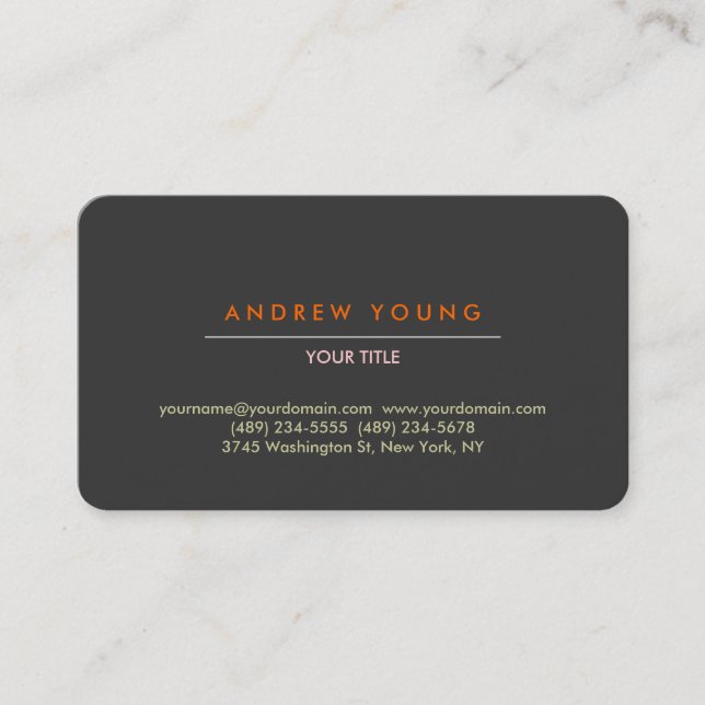 Rounded Corner Gray Professional Business Card (Front)