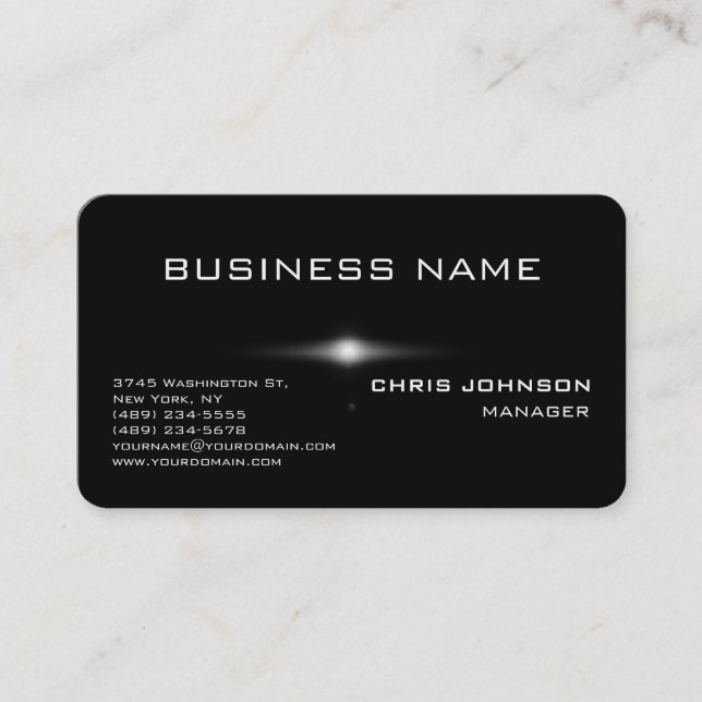 Rounded Corner Gray Rich Black Business Card (Front)