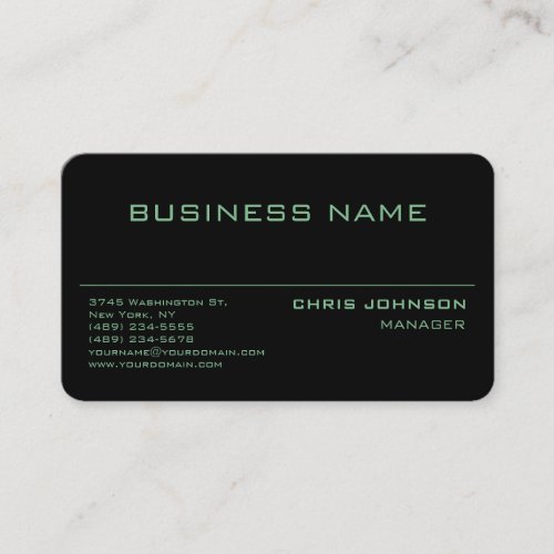 Rounded Corner Green Rich Black Business Card