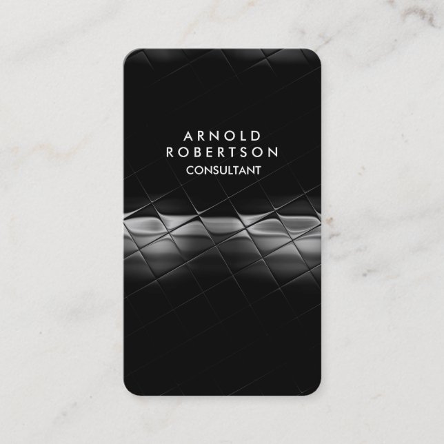 Rounded Corner Grey Black Elegant Pattern Business Card (Front)