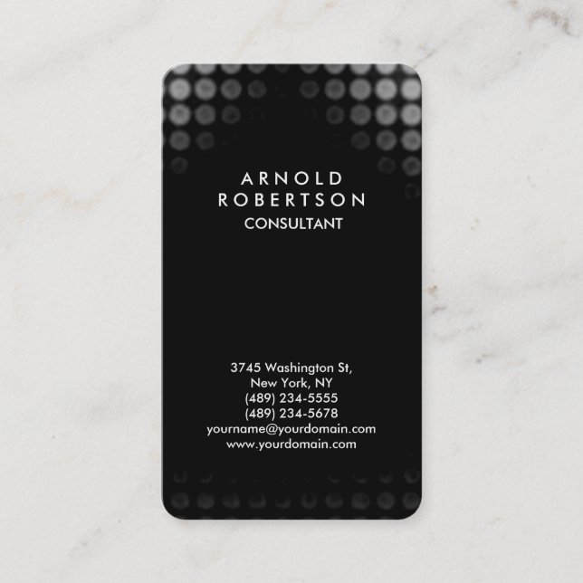 Rounded Corner Grey Black Elegant Pattern Business Card (Front)