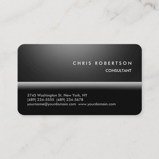 Rounded Corner Grey Black Trendy Business Card (Front)