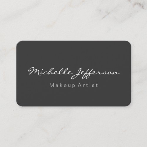 Rounded Corner Grey Makeup Artist Business Card