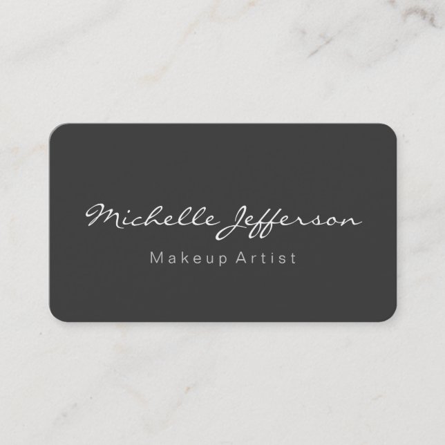 Rounded Corner Grey Makeup Artist Business Card (Front)