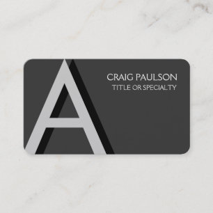 Rounded Corner Grey Monogram Business Card